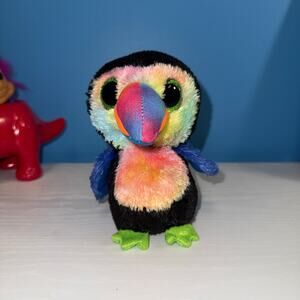 Ty Beanie Boo Beaks Toucan Plush Rainbow Beak Black Bird 6"